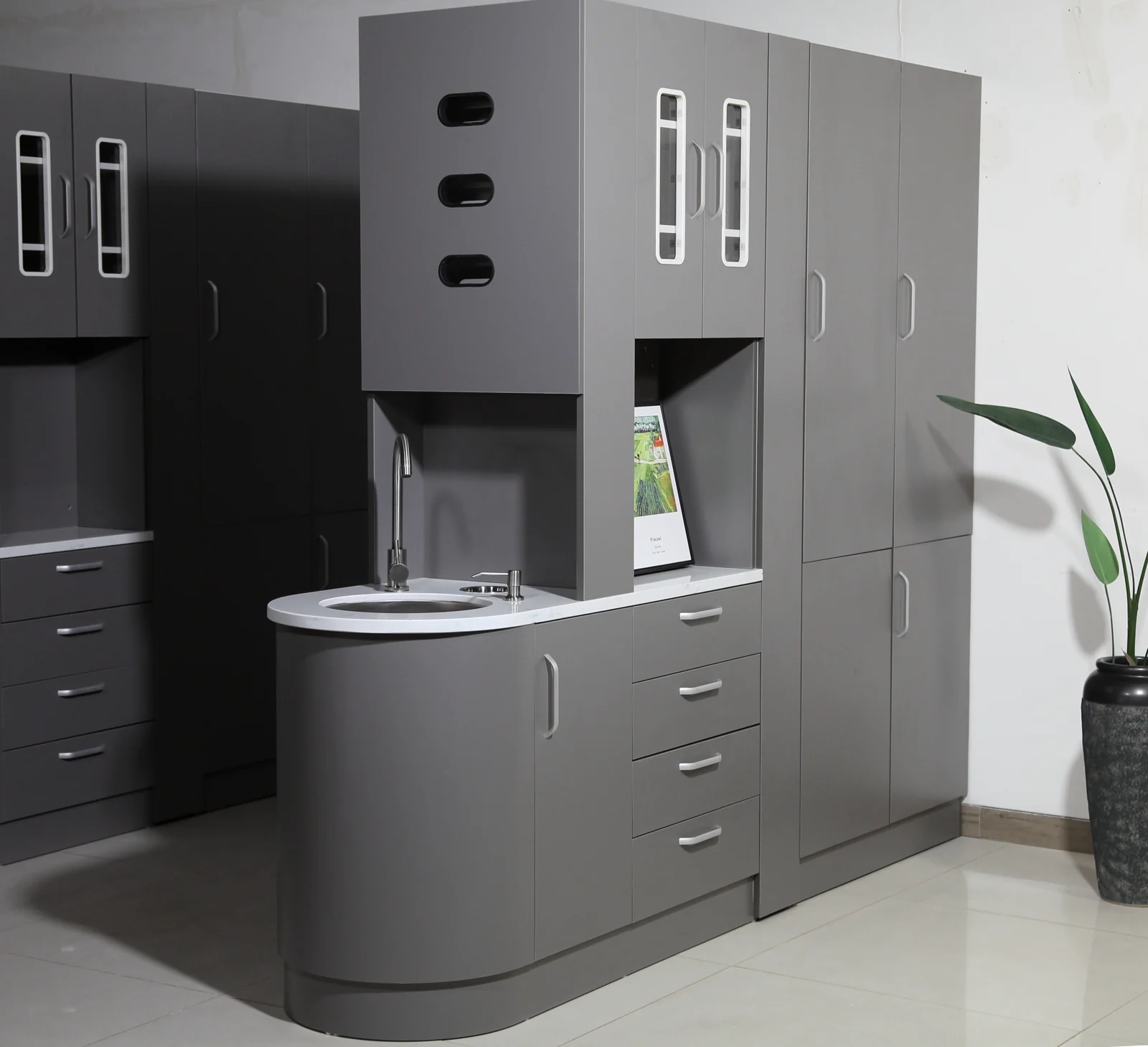 Gray TJ-DC20 cabinet configuration with sink and storage
