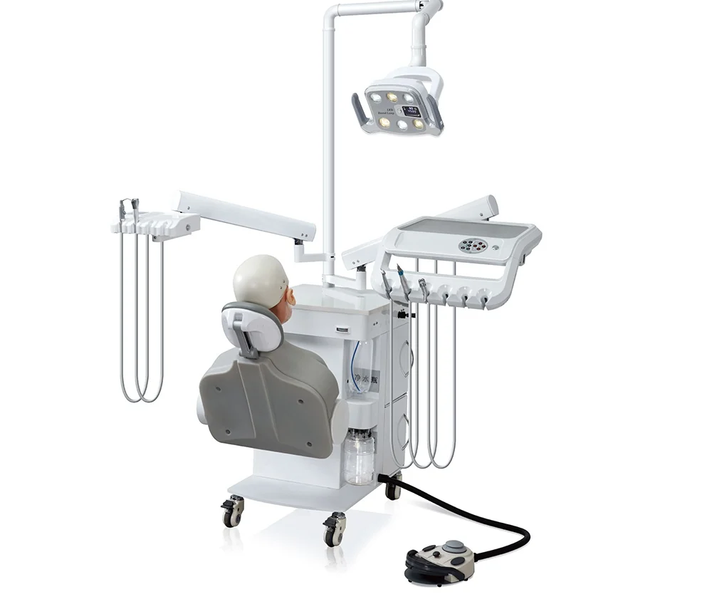 Dental training unit with simulation head and instruments